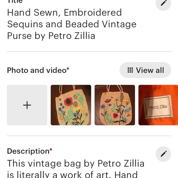 Vintage Petro Zillio Hand Sewn Embroidered Sequined Bag - Picture 11 of 11